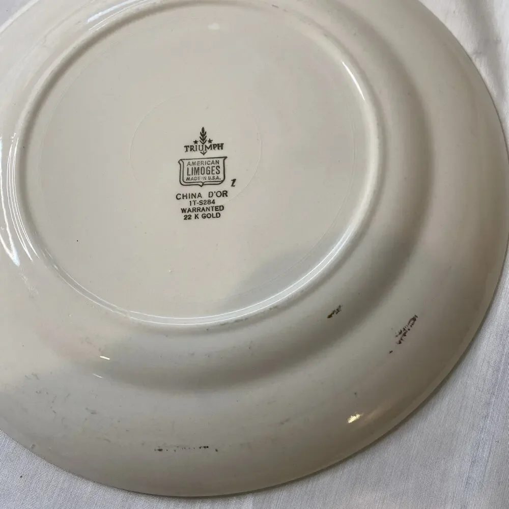Royal China 22kt Gold Couple George & Martha Bowl & Limoge D'or Triumph plate